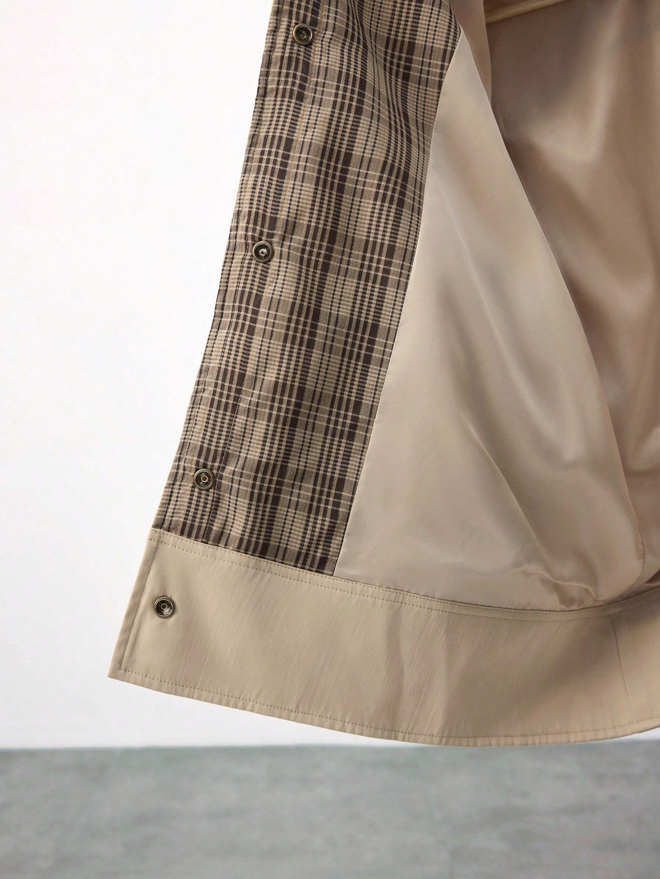 Brown Plaid Patchwork Sleeve Blazer With Leather Collar For Women Winter Everyday Wear