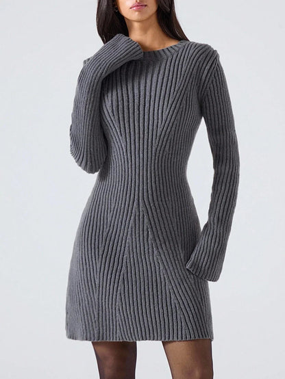 Ribbed Knit Sweater Dress Casual Versatile Everyday Chic