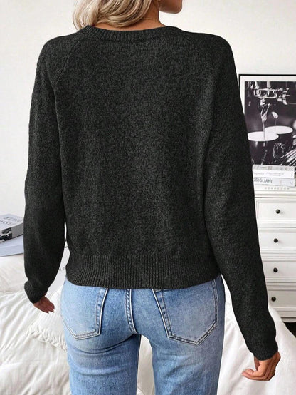 Cozy Knit Sweater With Half Zip Button Front Versatile