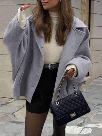 Elegant Wool Coat With Pocket Front Button Timeless Style