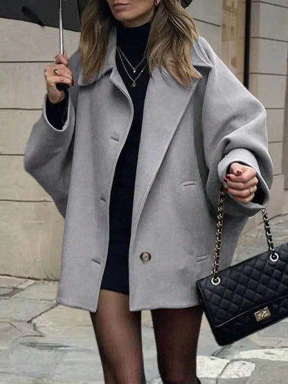 Elegant Wool Coat With Pocket Front Button Timeless Style