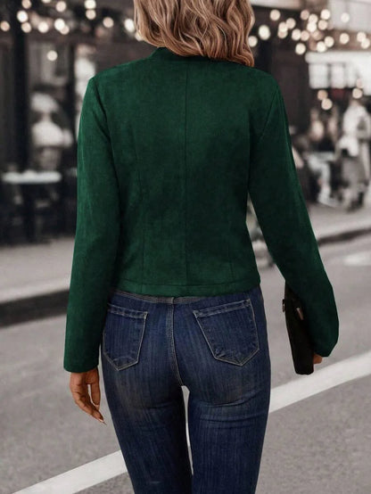 Double Breasted Short Jacket With Stand Collar Comfort