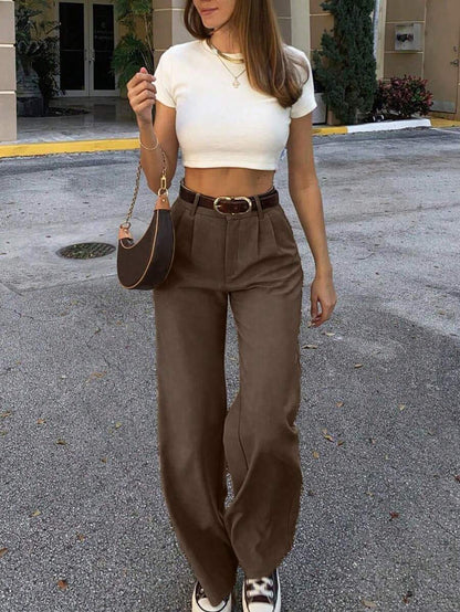 Vintage Glam High Waist Loose Pants