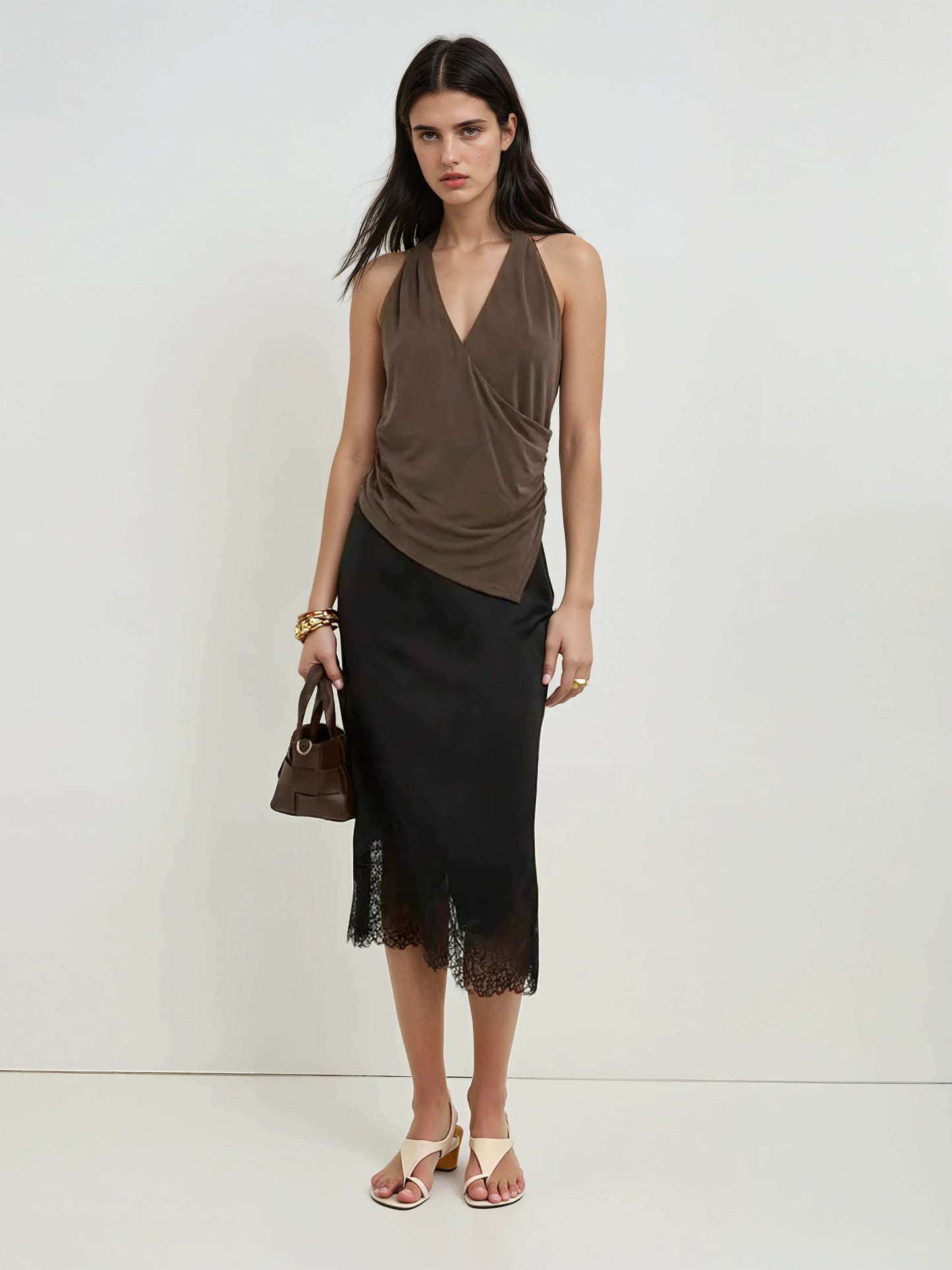 Elegant Black Asymmetrical Lace Hem Skirt With Fringe Plaid A Line For Night Out And Party Wear