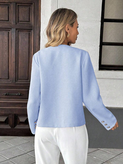 Round Neck Long Sleeve Jacket for Women Regular Fit Casual Outerwear Spring Summer
