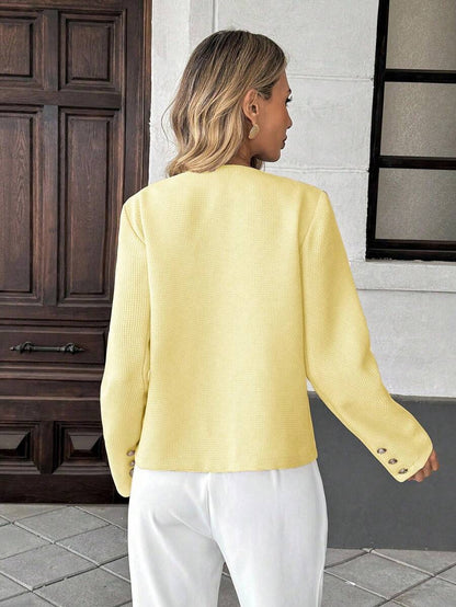 Round Neck Long Sleeve Jacket for Women Regular Fit Casual Outerwear Spring Summer