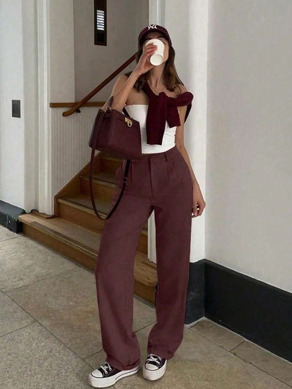 Vintage Glam High Waist Loose Pants