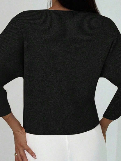 V Neck Long Sleeve Button Front Knit Cardigan