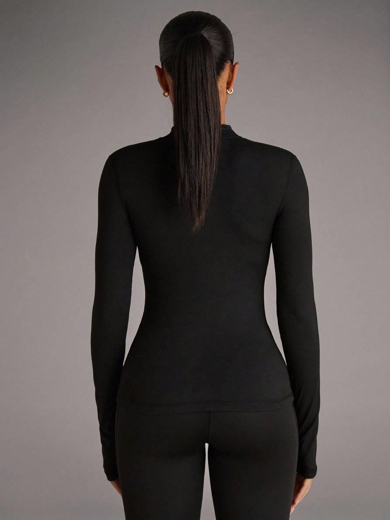Slim Fit Padded Zip Jacket Stand Collar For Running And Exercise In Black Activewear