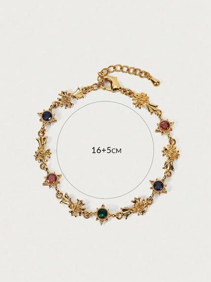 Vintage Zirconia Cross Bracelet For Women
