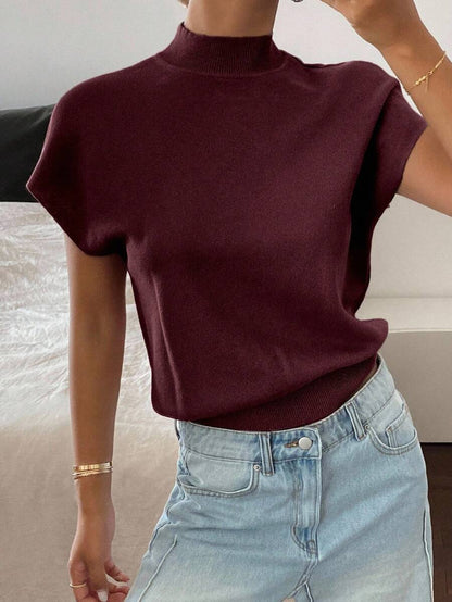 Batwing Knit Top Stand Collar