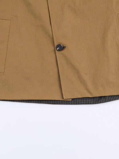 Geometric Reversible Trench Coat With Funnel Neck Casual Long Sleeve Spring And Autumn