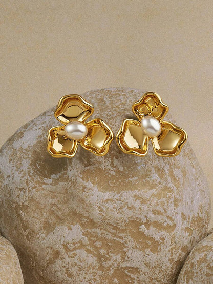 Pearl Shell Bloom Stud Earrings