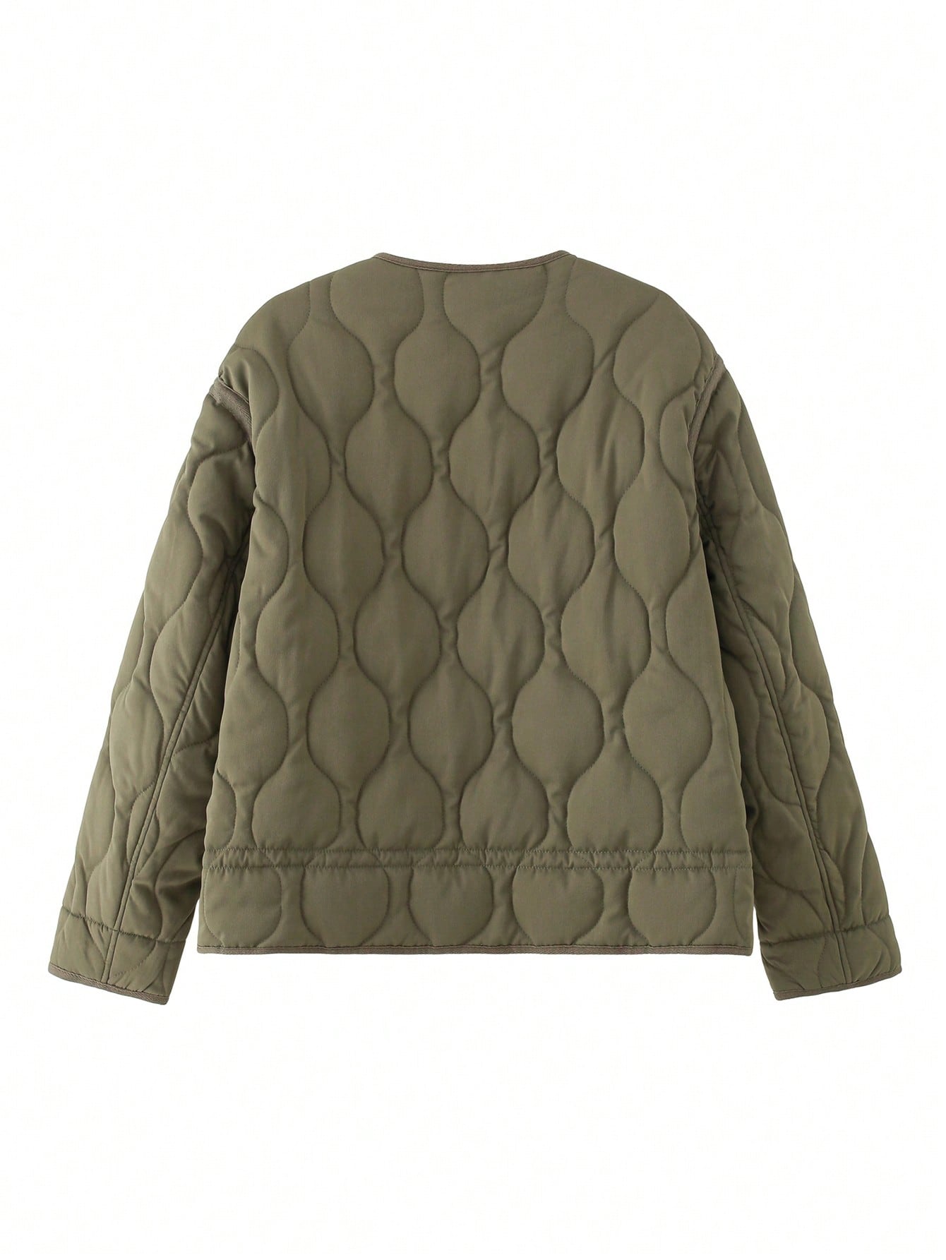 Quilted Padded Zip Front Jacket With Pockets