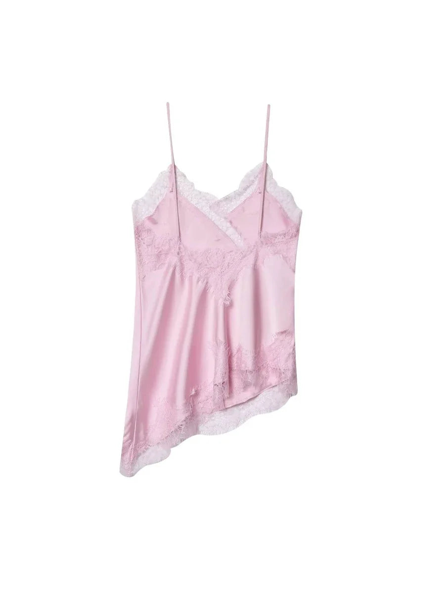 Contrast Lace Spaghetti Strap Top