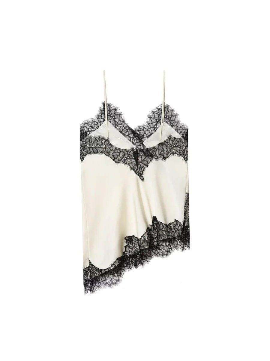 Contrast Lace Spaghetti Strap Top