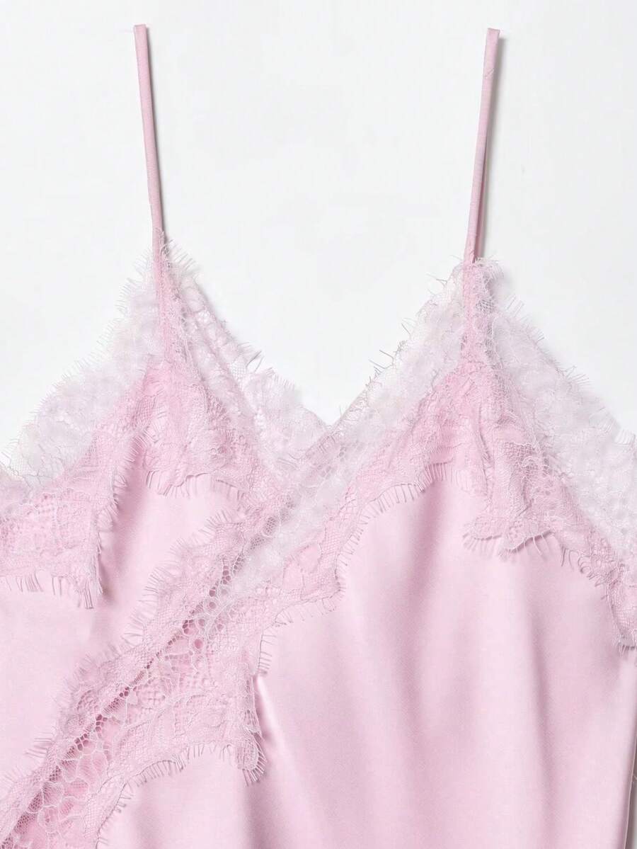 Contrast Lace Spaghetti Strap Top