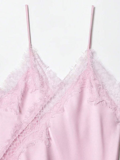 Contrast Lace Spaghetti Strap Top