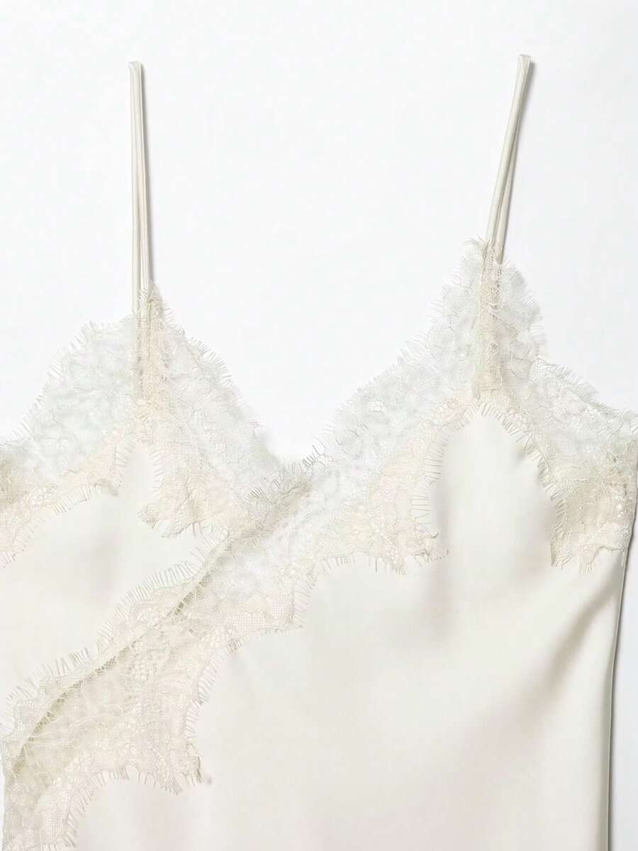 Contrast Lace Spaghetti Strap Top