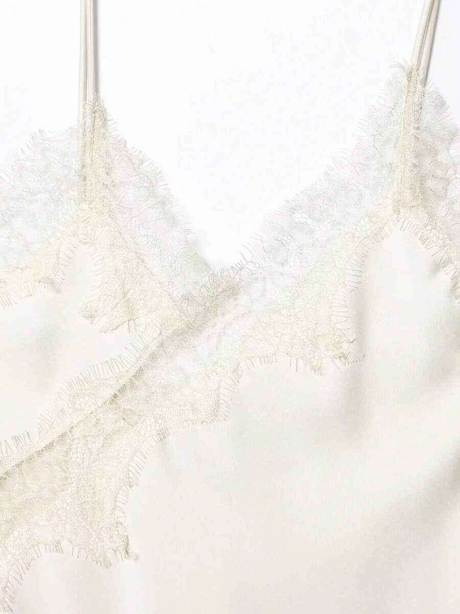 Contrast Lace Spaghetti Strap Top