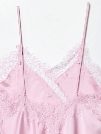 Contrast Lace Spaghetti Strap Top