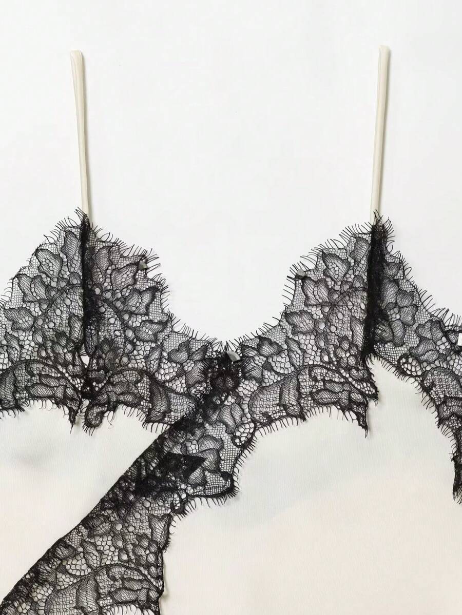 Contrast Lace Spaghetti Strap Top