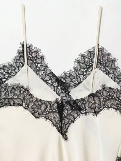 Contrast Lace Spaghetti Strap Top