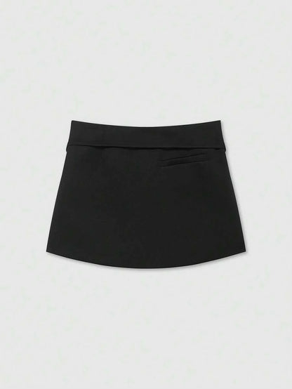 Zipper Waist Belted Midi Skort