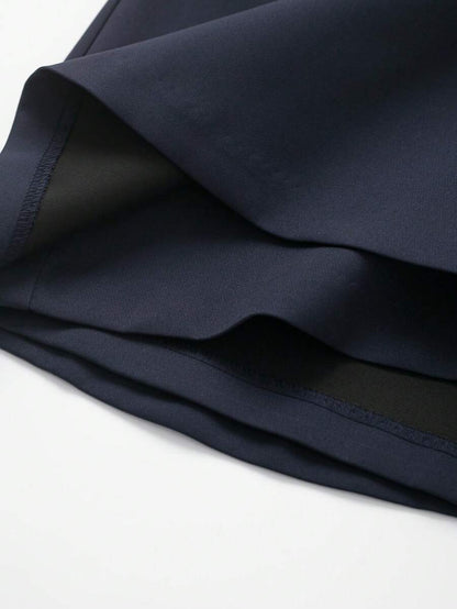 Zipper Waist Belted Midi Skort