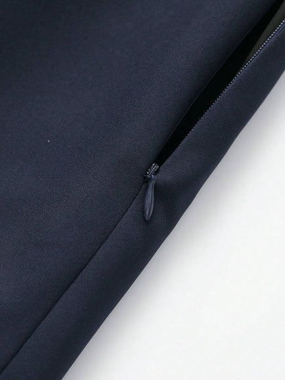 Zipper Waist Belted Midi Skort