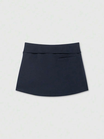 Zipper Waist Belted Midi Skort
