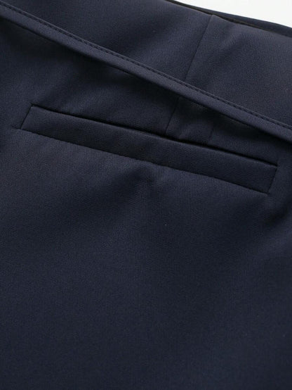 Zipper Waist Belted Midi Skort