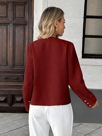 Round Neck Long Sleeve Jacket for Women Regular Fit Casual Outerwear Spring Summer