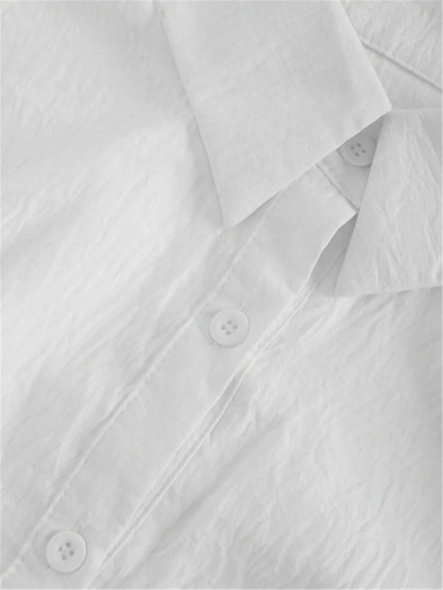 Plus Size Bishop Sleeve Button Front Shirt