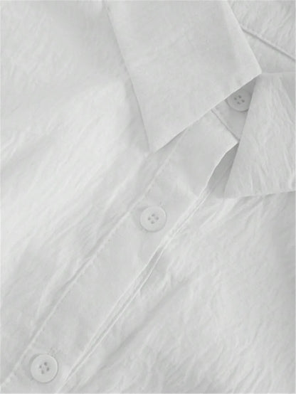 Plus Size Bishop Sleeve Button Front Shirt
