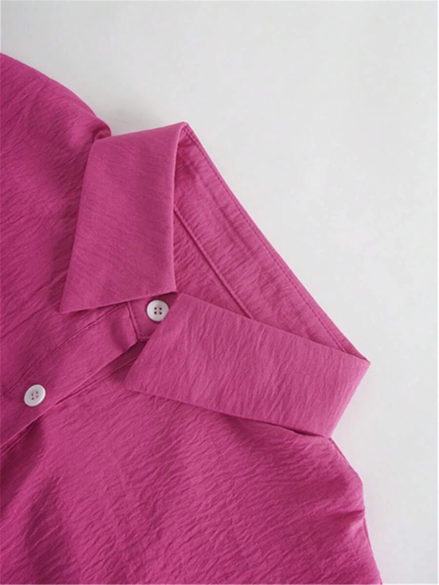 Plus Size Bishop Sleeve Button Front Shirt