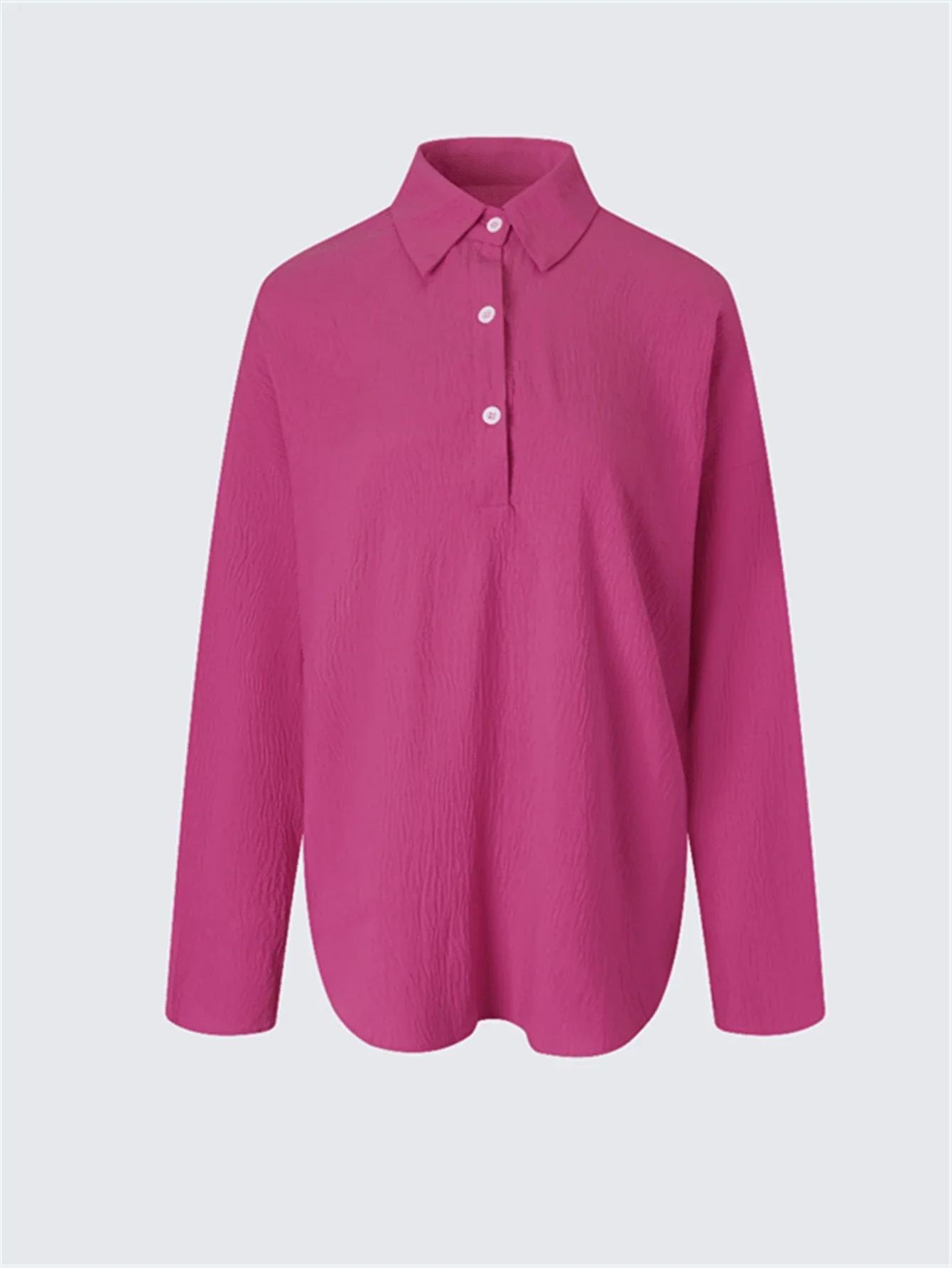 Plus Size Bishop Sleeve Button Front Shirt