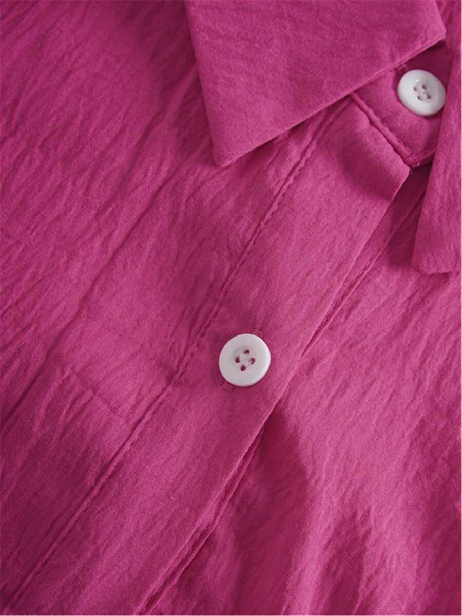 Plus Size Bishop Sleeve Button Front Shirt