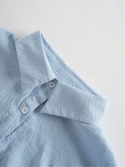 Plus Size Bishop Sleeve Button Front Shirt