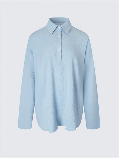 Plus Size Bishop Sleeve Button Front Shirt