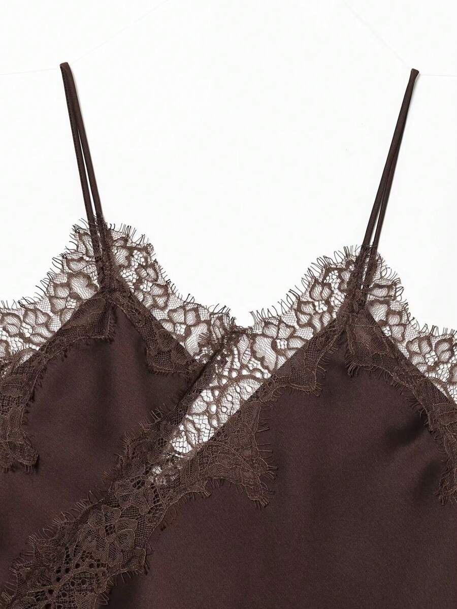 Contrast Lace Spaghetti Strap Top