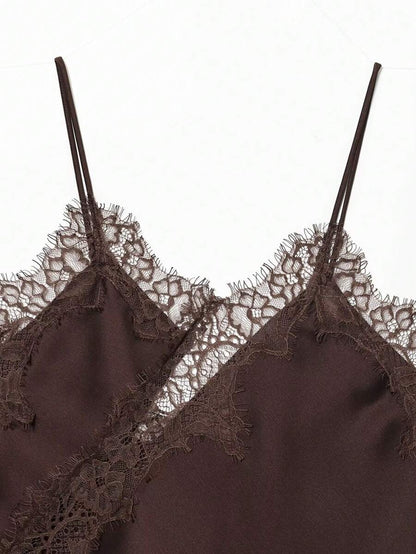 Contrast Lace Spaghetti Strap Top