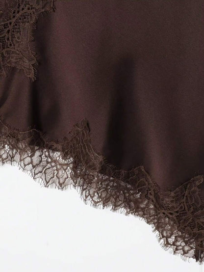 Contrast Lace Spaghetti Strap Top