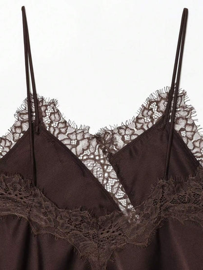 Contrast Lace Spaghetti Strap Top