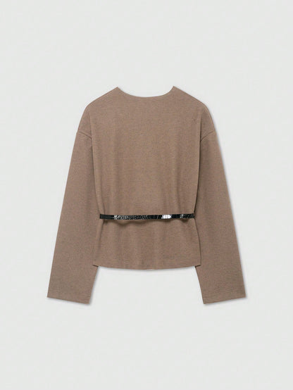 Soft Belted Vneck Wrap Jacket