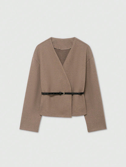 Soft Belted Vneck Wrap Jacket