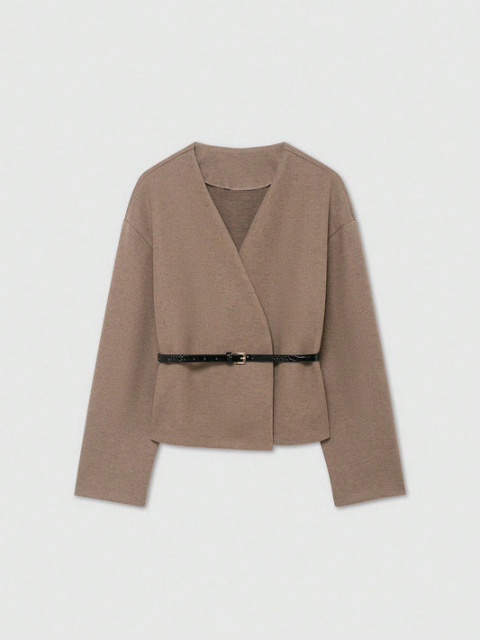 Soft Belted Vneck Wrap Jacket