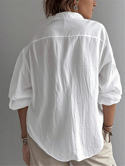 Plus Size Bishop Sleeve Button Front Shirt