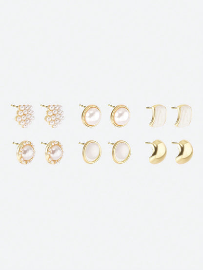 Pearl Cat Eye Rhinestone Earrings Set