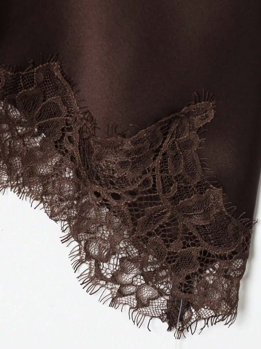 Contrast Lace Spaghetti Strap Top